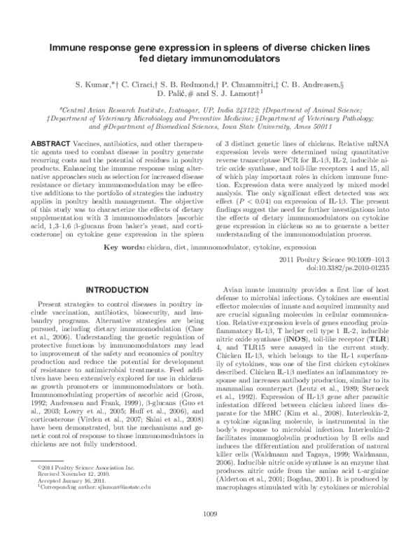(PDF) Immune response gene expression in spleens of diverse chicken ...