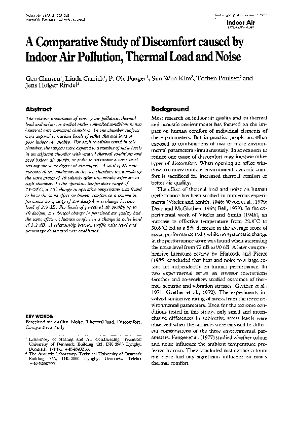 (PDF) A Comparative Study Of Discomfort Caused By Indoor Air Pollution ...
