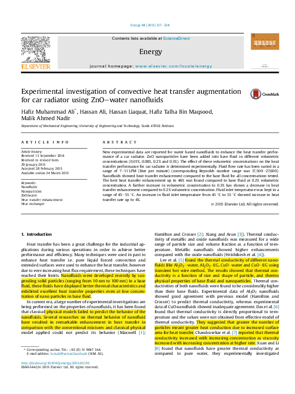(PDF) Experimental investigation of convective heat transfer ...