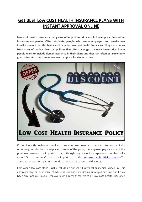 (PDF) GET BEST LOW COST HEALTH INSURANCE PLANS WITH INSTANT APPROVAL