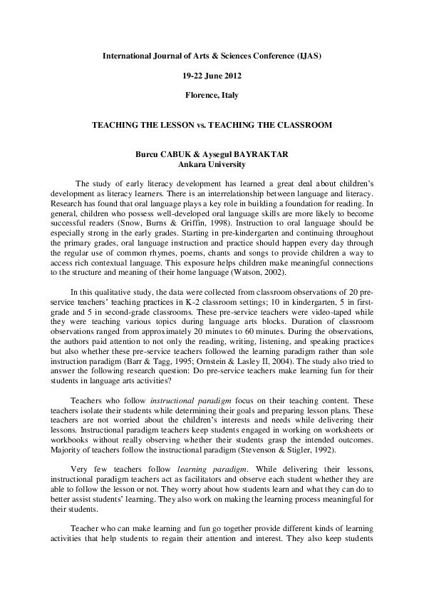 (PDF) Teaching the Lesson vs. Teaching the Classroom
