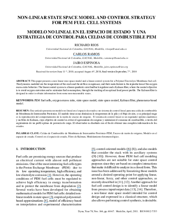 (PDF) Non-Linear State Space Model and Control Strategy for Pem Fuel ...