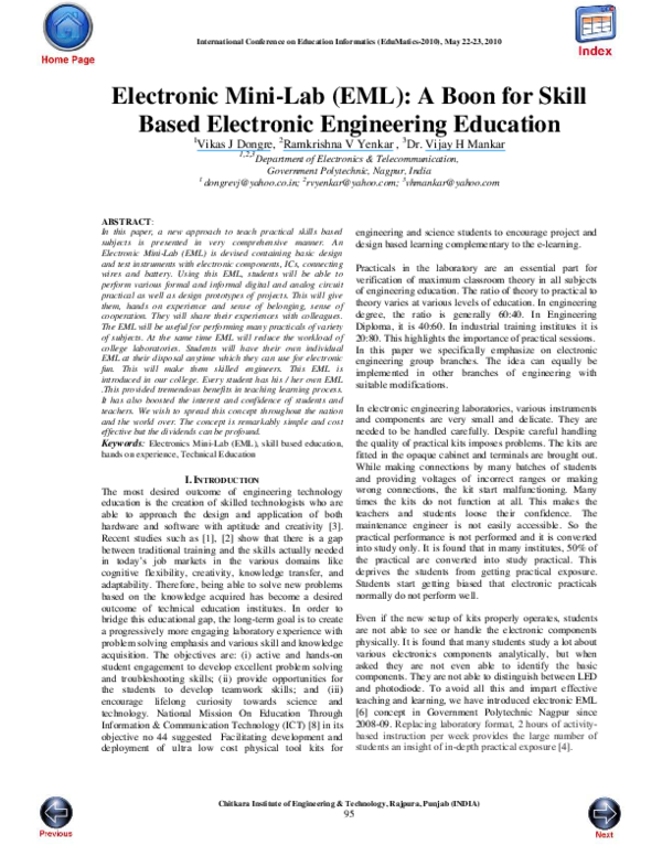 (PDF) Electronic Mini-Lab (EML): A Boon for Skill Based Electronic ...