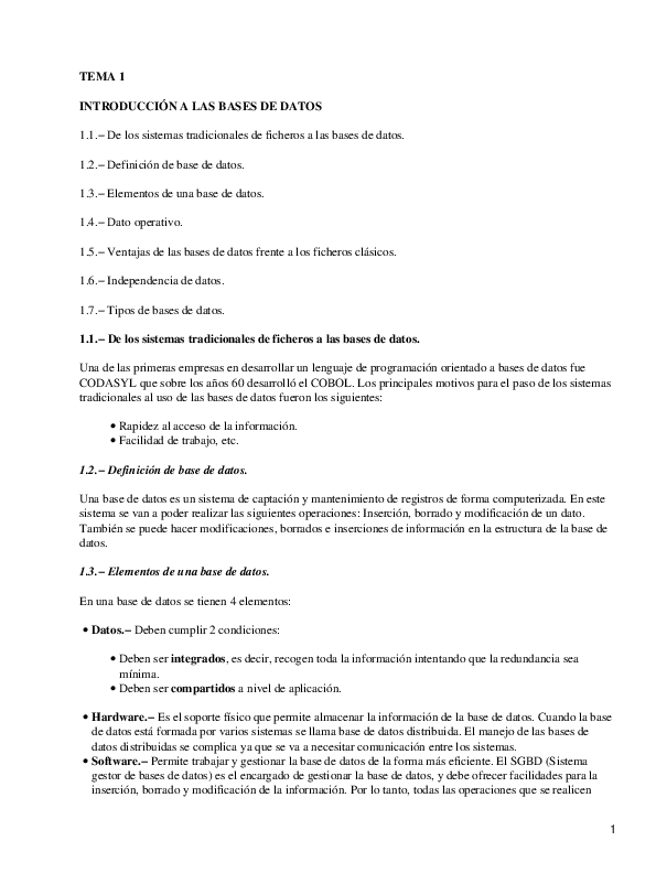 (PDF) TEMA 1 INTRODUCCIÓN A LAS BASES DE DATOS