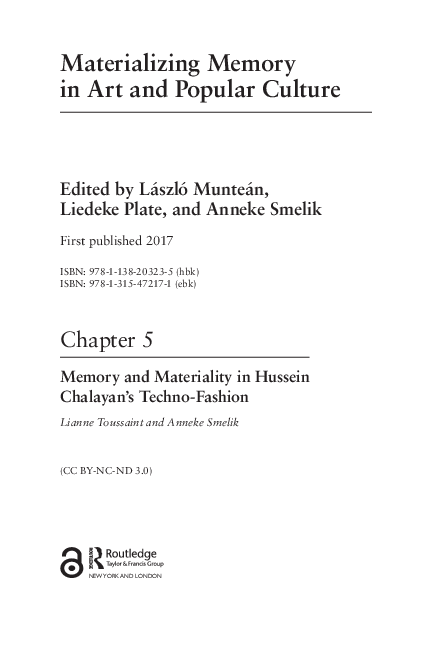 PDF) Memory and Materiality in Hussein Chalayan's Techno-Fashion