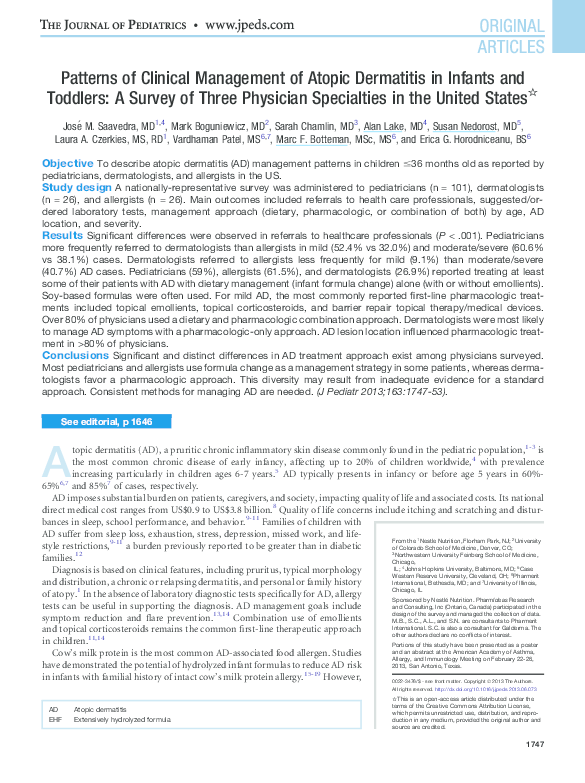 (PDF) Patterns of Clinical Management of Atopic Dermatitis in Infants ...