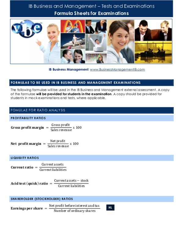 (PDF) IB Business and Management Tests and Examinations Formula