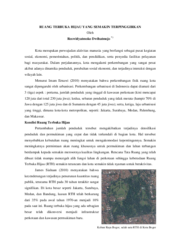 (PDF) RUANG TERBUKA HIJAU YANG SEMAKIN TERPINGGIRKAN