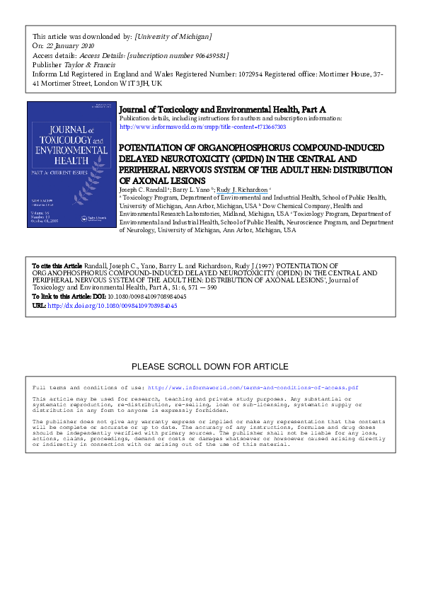 (PDF) Potentiation of Organophosphorus Compoundinduced Delayed ...