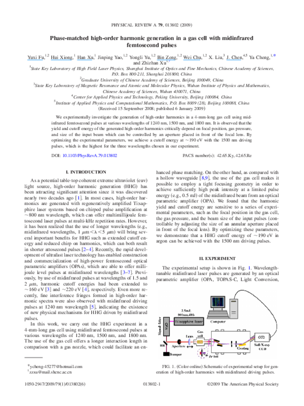 (PDF) Phase-matched high-order harmonic generation in a gas cell with ...