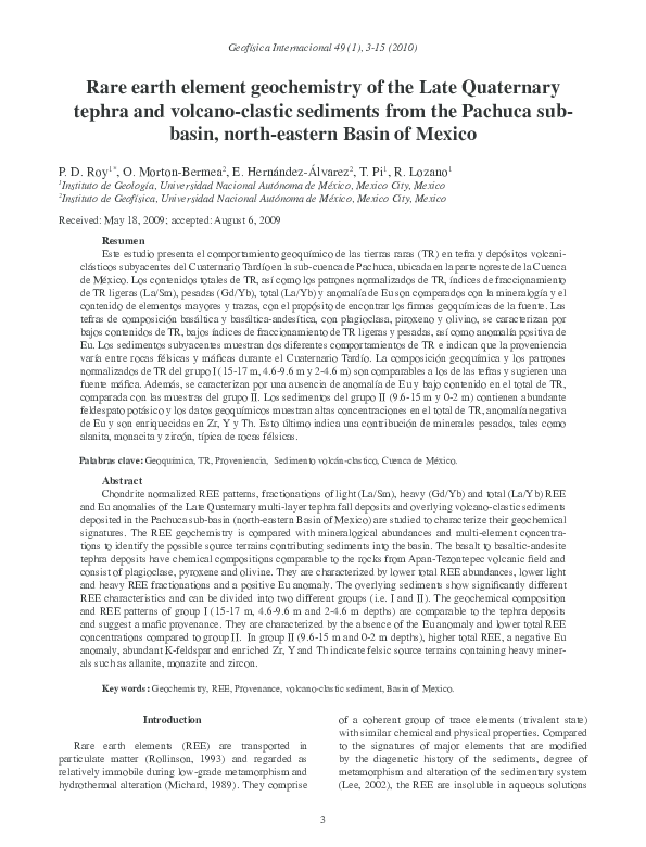 (PDF) Rare earth element geochemistry of the Late Quaternary tephra and ...