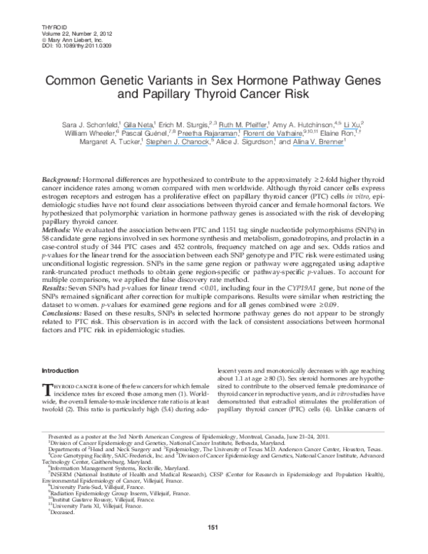 (PDF) Common Genetic Variants in Sex Hormone Pathway Genes and ...