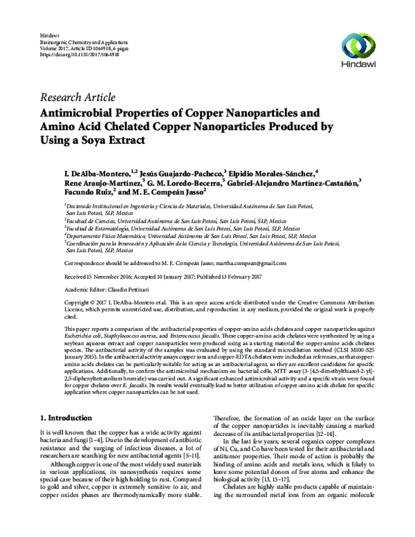 (PDF) Antimicrobial Properties of Copper Nanoparticles and Amino Acid ...