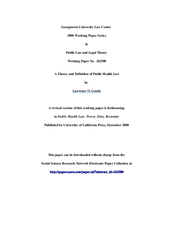 PDF) A Theory and Definition of Public Health Law