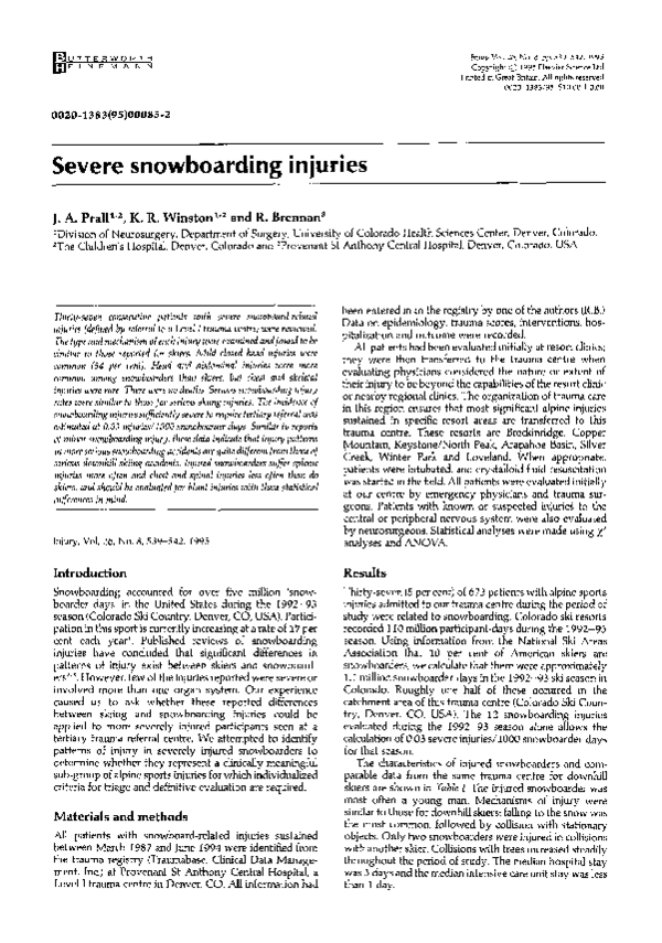 (PDF) Severe snowboarding injuries