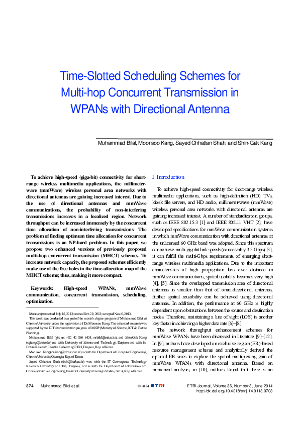 (PDF) Time-Slotted Scheduling Schemes for Multi-hop Concurrent ...