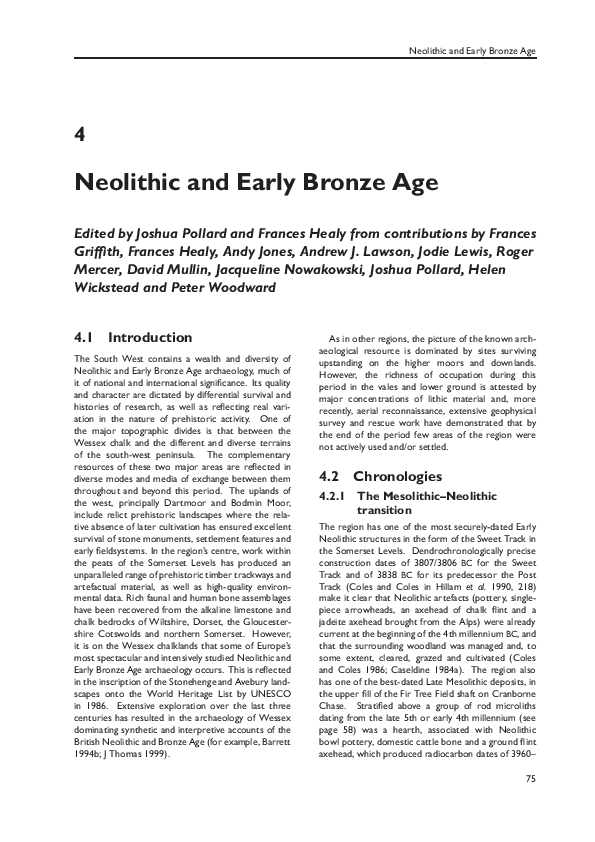 (PDF) Neolithic and Early Bronze Age, in C ster, ed, 2008. South West Archaeological Research