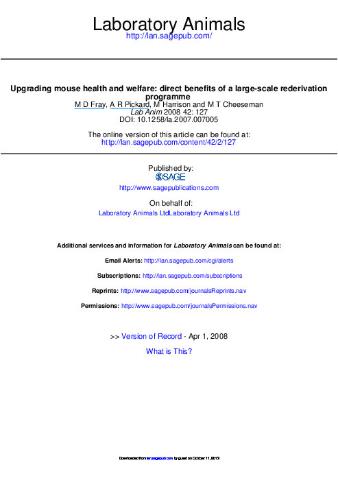 (PDF) Upgrading mouse health and welfare: direct benefits of a large ...