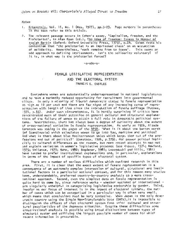 (PDF) Female Legislative Representation and the Electoral System