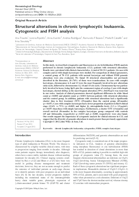 (PDF) Structural alterations in chronic lymphocytic leukaemia ...