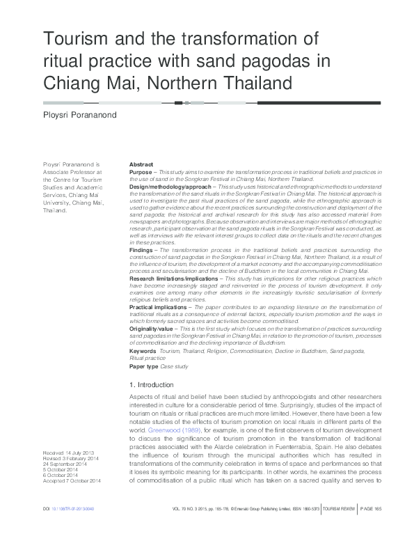 (PDF) Tourism and the transformation of ritual practice with sand ...