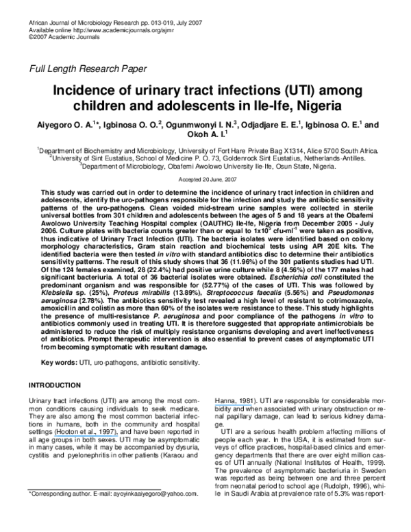 Prevalence of urinary tract infection worldwide image