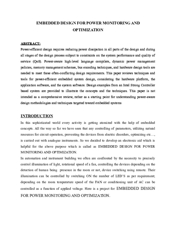 (DOC) EMBEDDED DESIGN FOR POWER MONITORING AND OPTIMIZATION