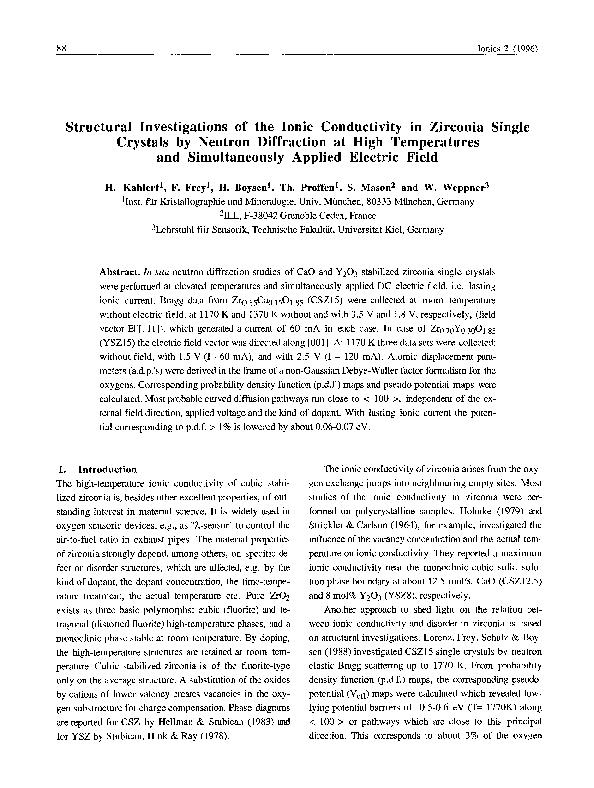 (PDF) Structural investigations of the ionic conductivity in zirconia ...