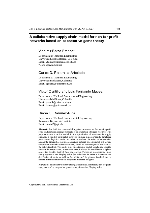 (PDF) A collaborative supply chain model for non-for-profit networks ...