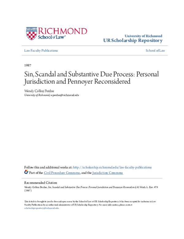 PDF) Sin, Scandal and Substantive Due Process: Personal 
