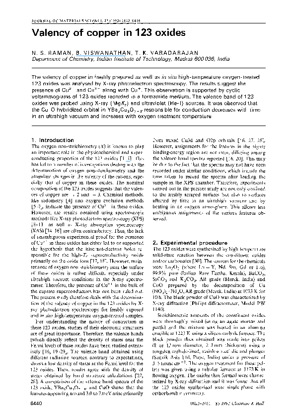  pdf valency of copper in 123 oxides balasubramanian viswanathan