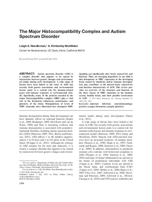(PDF) The major complex and autism spectrum disorder