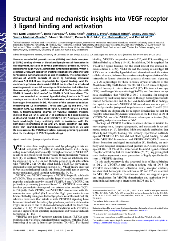 (PDF) Structural and mechanistic insights into VEGF receptor 3 ligand ...