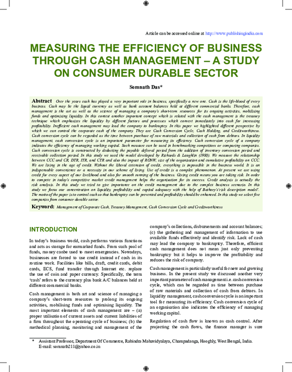 (PDF) Measuring the Efficiency of Business through Cash Management – A ...