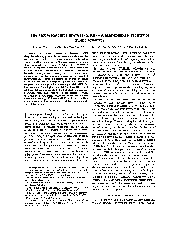 (PDF) The mouse resource browser (MRB) - A near-complete registry of ...
