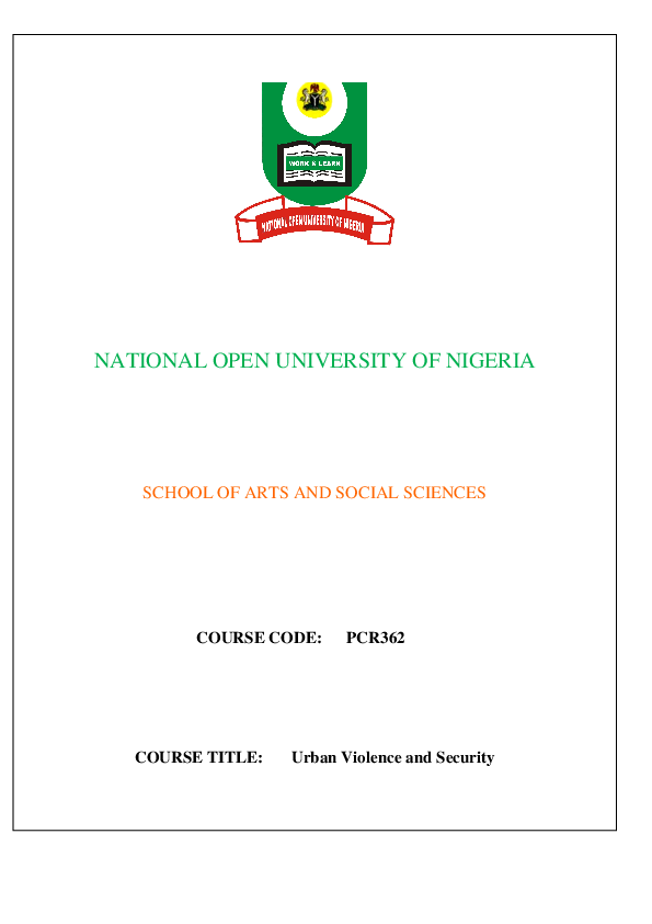 (PDF) NATIONAL OPEN UNIVERSITY OF NIGERIA SCHOOL OF ARTS AND SOCIAL