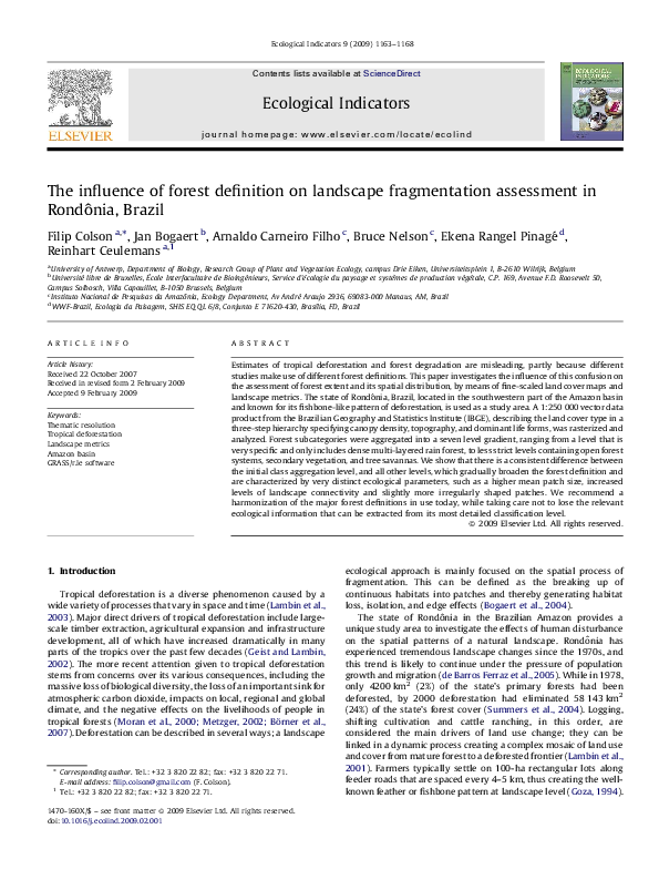 (PDF) The influence of forest definition on landscape fragmentation ...