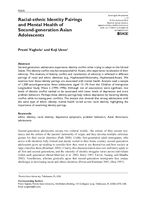 (PDF) Racial-ethnic Identity Pairings and Mental Health of Second ...