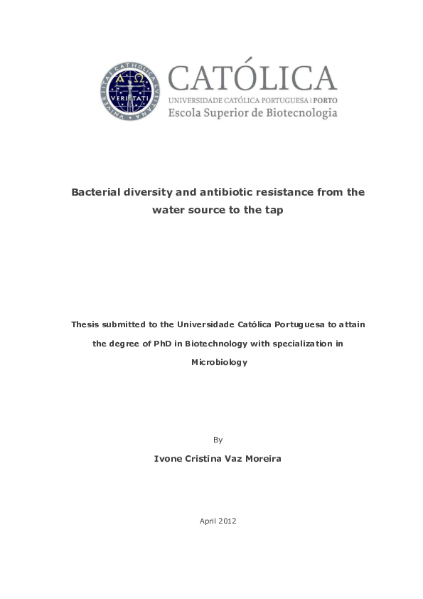 (PDF) Bacterial diversity and antibiotic resistance from the water ...