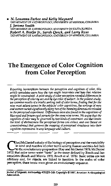 (PDF) The Emergence of Color Cognition from Color Perception