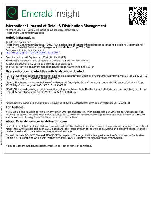 International Journal Of Retail & Distribution Management (PDF) International Journal of Retail & Distribution Management An