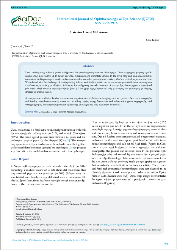 (PDF) Posterior Uveal Melanoma Case Report International Journal of