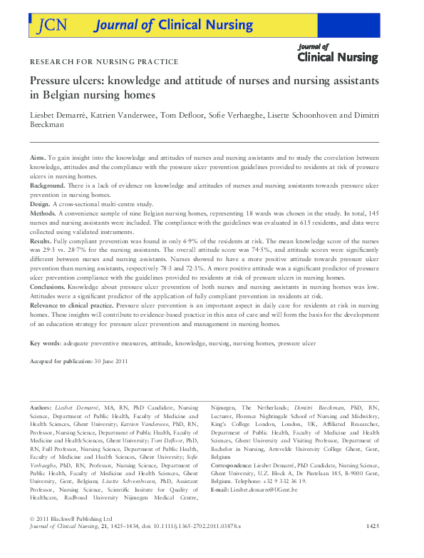 (PDF) Pressure ulcers: knowledge and attitude of nurses and nursing ...