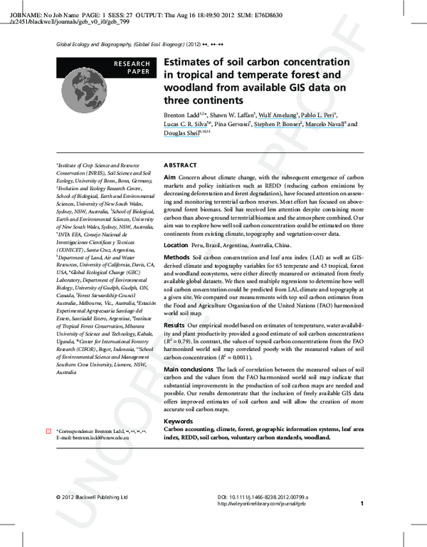 (PDF) Estimates of soil carbon concentration in tropical and temperate ...
