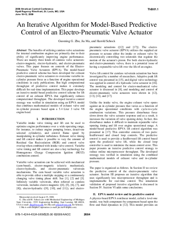 (PDF) An iterative algorithm for model-based predictive control of an ...