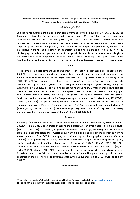 Cop 21 Paris Climate Agreement