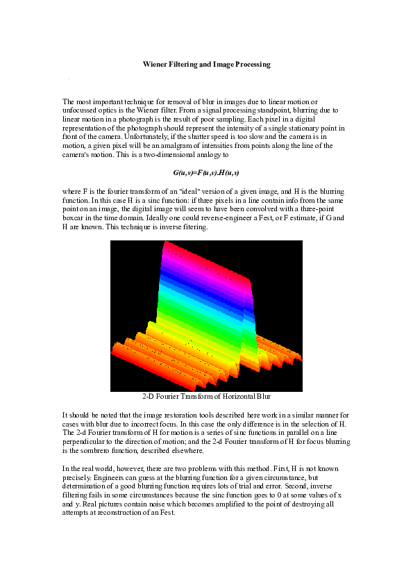 (DOC) Wiener Filtering and Image Processing