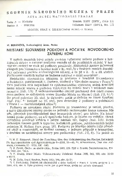 (PDF) M. Beranová: Nejstarší slovanské podkovy a počátek novodobého ...