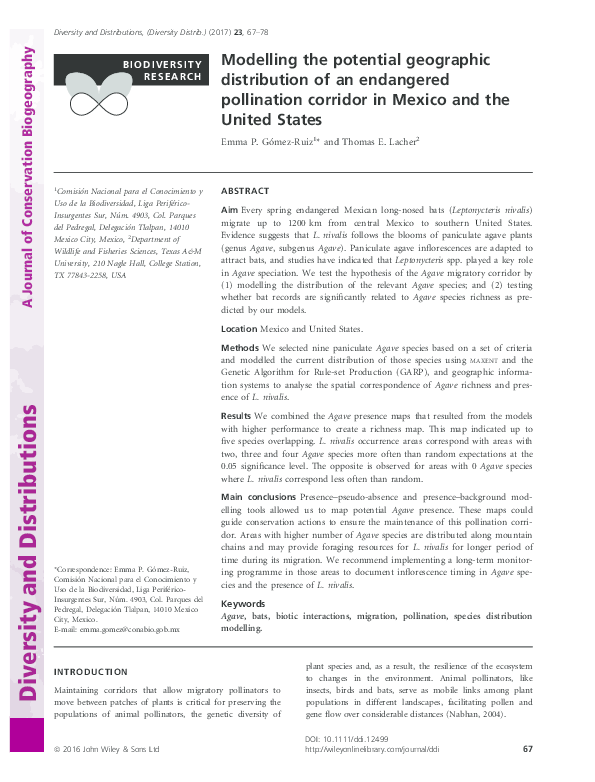 (PDF) Modelling the potential geographic distribution of an endangered ...