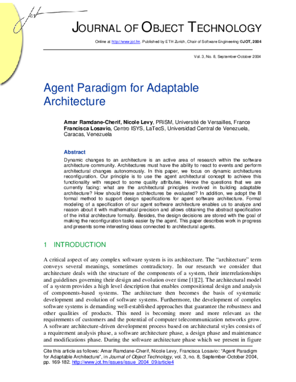 (PDF) Agent Paradigm for Adaptable Architecture